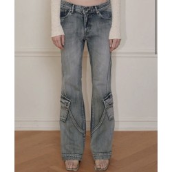 보헤미안서울 WASHED BLUE CARGO BOOTCUT, BLUE