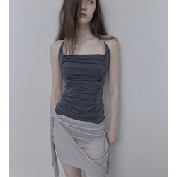 Philce 필세 Mixed drape Sleeveless, Navy