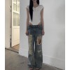 이네기 Aged Distressed Denim Pants (blue) M